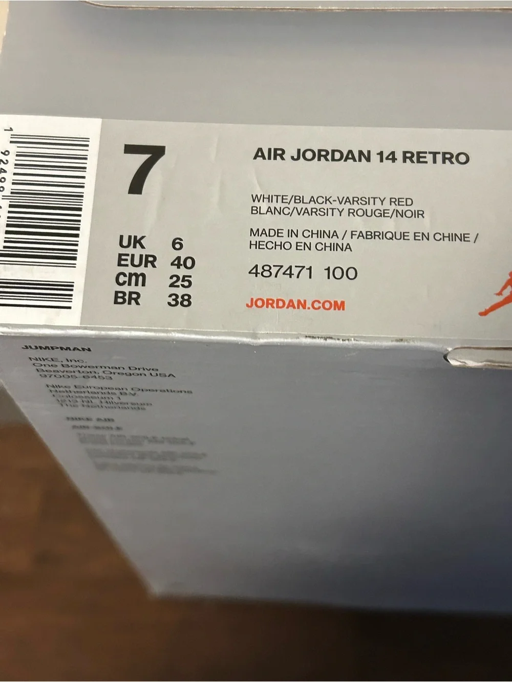 Jordan White and Red Retro Low-Top Basketball Shoe